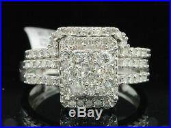 Real 14k White Pure Gold 1.40 CT Round Cut Diamond Wedding Bridal Band Ring Set
