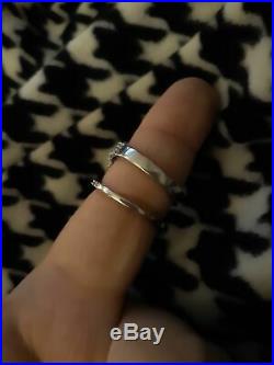 Real 14k White Pure Gold Engagement Wedding Bridal Band Ring Set Round Diamond