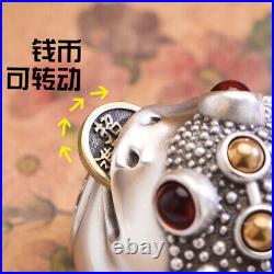 Real 999 Pure Silver Pendant Tea Pet Golden Toad Ornament Match Tea Set Gift