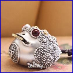 Real 999 Pure Silver Pendant Tea Pet Golden Toad Ornament Match Tea Set Gift