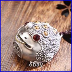 Real 999 Pure Silver Pendant Tea Pet Golden Toad Ornament Match Tea Set Gift