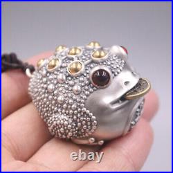 Real 999 Pure Silver Pendant Tea Pet Golden Toad Ornament Match Tea Set Gift