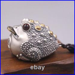 Real 999 Pure Silver Pendant Tea Pet Golden Toad Ornament Match Tea Set Gift