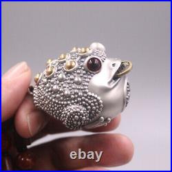 Real 999 Pure Silver Pendant Tea Pet Golden Toad Ornament Match Tea Set Gift