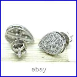 Real Moissanite 2Ct Pave Set Round Cut 14k White Gold Plated Stud Earrings