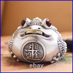 Real Pure 999 Fine Silver Tea Pet Golden Toad Ornament Match Tea Set Pendant