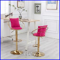 Rose Red bar chair pure gold plated unique design rotation Suitable bar set of 2