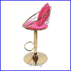 Rose Red bar chair pure gold plated unique design rotation Suitable bar set of 2