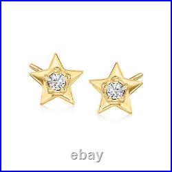 Ross-Simons 0.10 ct. T. W. Bezel-Set Diamond Star Earrings in 14kt Yellow Gold