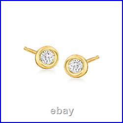 Ross-Simons Bezel-Set Diamond-Accented Stud Earrings in 14kt Yellow Gold