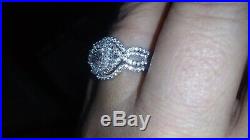 Round 1.50 Ct Diamond Real 14K White Pure Gold Bridal Band Engagement Ring Set