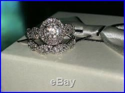 Round Diamond Ladies Engagement Ring Band Set 10k White Real Pure Gold 2 Ct