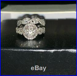 Round Diamond Ladies Engagement Ring Band Set 10k White Real Pure Gold 2 Ct