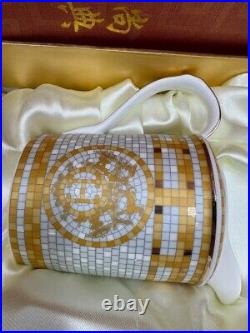 Royalty Porcelain Tea Set Ornate Mosaic Pattern Hand Painted Gold Details 17 PC