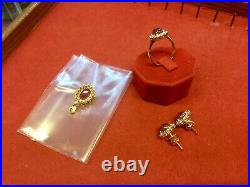 Ruby Gold Ring Earring Pendent 18k Pure Yellow Gold White Cz Gems Thai Red Ruby