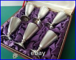 SET 6 OF ANTIQUE ORIGINAL PERFECT GOLD PLATED 6 RUSSIAN SILVER Vodka Shots CUPS