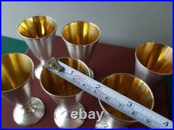 SET 6 OF ANTIQUE ORIGINAL PERFECT GOLD PLATED 6 RUSSIAN SILVER Vodka Shots CUPS