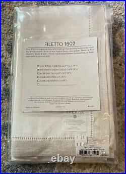 SFERRA Filetto Fine Linens Complete Set White/Gold Pure Linen NWT $493