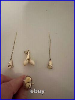 STUNNING 14k SOLID GOLD PERSONALLY DESIGNED JEWELRY SET WithGRANDEL'S DEER TEETH