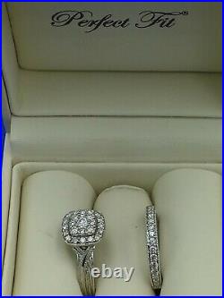 Samuel 9 carat White Gold 0.66 Ct Diamond Ring Perfect Fit Bridal Set K 5.1g