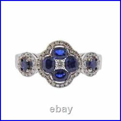Sapphire & NATURAL DIAMOND Ring14K White Gold Open Setting for Perfect Sizing