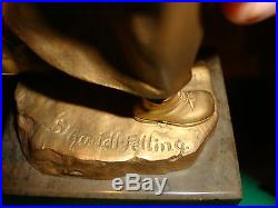 Schmidt Felling Bronzes Set of 2 10 High Perfect condition. ORIGINAL not copies