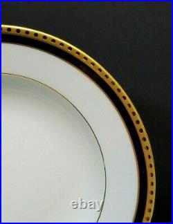 Set 3 Tiffany & Co Limoges France RIM SOUP BOWL Black Band Gold Dots Perfect