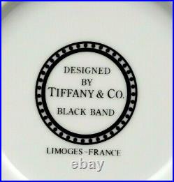 Set 3 Tiffany & Co Limoges France RIM SOUP BOWL Black Band Gold Dots Perfect