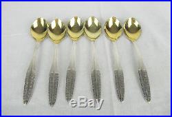 Set 6 Russian Silver (91.6% Pure) Teaspoons Gold Wash Bowl