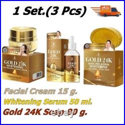 Set Gold 24K Whitening Anti- Melasma Facial Cream+Precious Skin Serum+Soap Pure