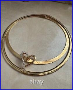 Set Of 2 Italian 18K Solid Gold Omega Necklaces 96.2 grams total