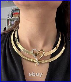 Set Of 2 Italian 18K Solid Gold Omega Necklaces 96.2 grams total