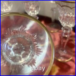 Set Of 8 glass crystal Saint st Louis Thistle gold Water Marked perfect