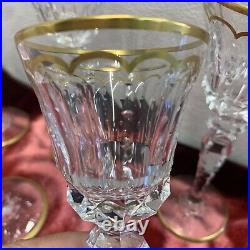 Set Of 8 glass crystal Saint st Louis Thistle gold Water Marked perfect