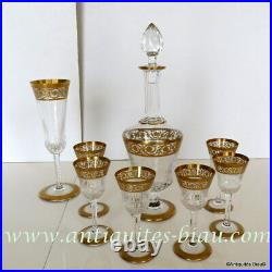 Set liquor glass crystal Saint st Louis Thistle gold model stamped perfect cond