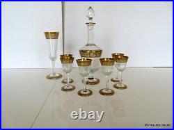 Set liquor glass crystal Saint st Louis Thistle gold model stamped perfect cond