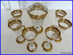 Set liquor glass crystal Saint st Louis Thistle gold model stamped perfect cond