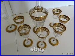 Set liquor glass crystal Saint st Louis Thistle gold model stamped perfect cond