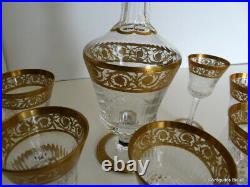 Set liquor glass crystal Saint st Louis Thistle gold model stamped perfect cond