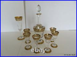 Set liquor glass crystal Saint st Louis Thistle gold model stamped perfect cond