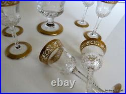 Set liquor glass crystal Saint st Louis Thistle gold model stamped perfect cond