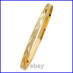 Set of 2 14k Yellow Gold Diamond-Cut 5-mm Solid 7-inch Bangle Bracelet