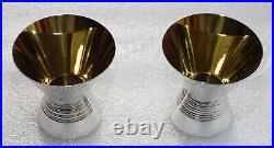 Set of 2 Vintage Japanese Pure Silver Hammered Gold Wash Saki Cups Original Box