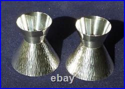 Set of 2 Vintage Japanese Pure Silver Hammered Gold Wash Saki Cups Original Box