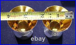 Set of 2 Vintage Japanese Pure Silver Hammered Gold Wash Saki Cups Original Box