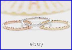 Set of 3 14K Gold Flat Bead Ring /Dotted Band/Perfect Matching Band