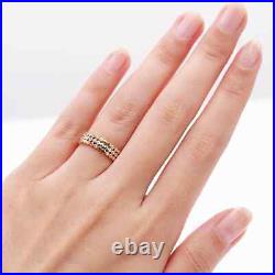 Set of 3 14K Gold Flat Bead Ring /Dotted Band/Perfect Matching Band