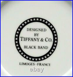 Set of 3 Tiffany & Co Limoges France RIM SOUP BOWL Black Band Gold Dots Perfect
