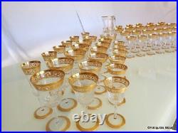 Set of 48 glasses decanter crystal stamped Saint LouisThistle Gold model PERFECT