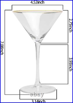 Set of 6 Golden Edge Martini Glasses w Stem Perfect Cocktail/Desserts 8-Ounce